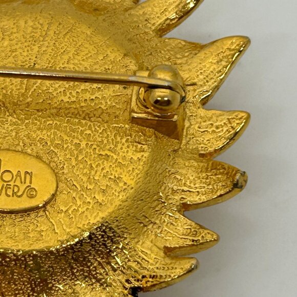 Joan Rivers Sunflower Brooch With Gold Tone Petals Rhinestone Center Vintage - Picture 7 of 16